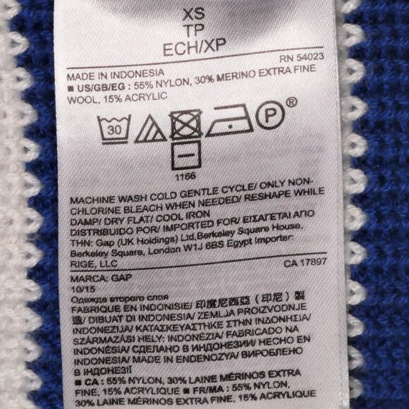 Gap Maternity Brooklyn Blue White Stripe Scoop Wool Blend Sweater Size XS - Picture 6 of 6